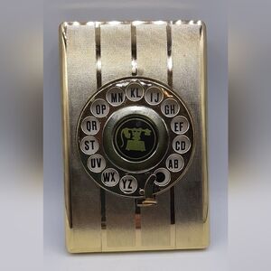 Vtg Regal Rotary Phone Dial Desktop Index Telephone Address Book Gold Tone NEW